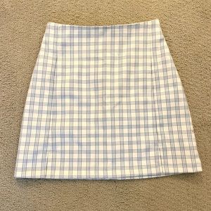 Light blue and white Gingham plaid mini skirt with two slits Brandy Melville